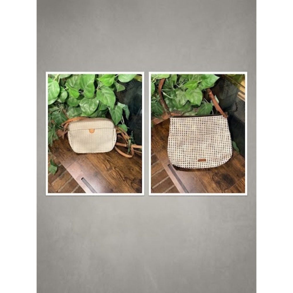 Fossil Crossbody Bag 2 Piece Set Womens Cream Black Polka Dot 90s OS